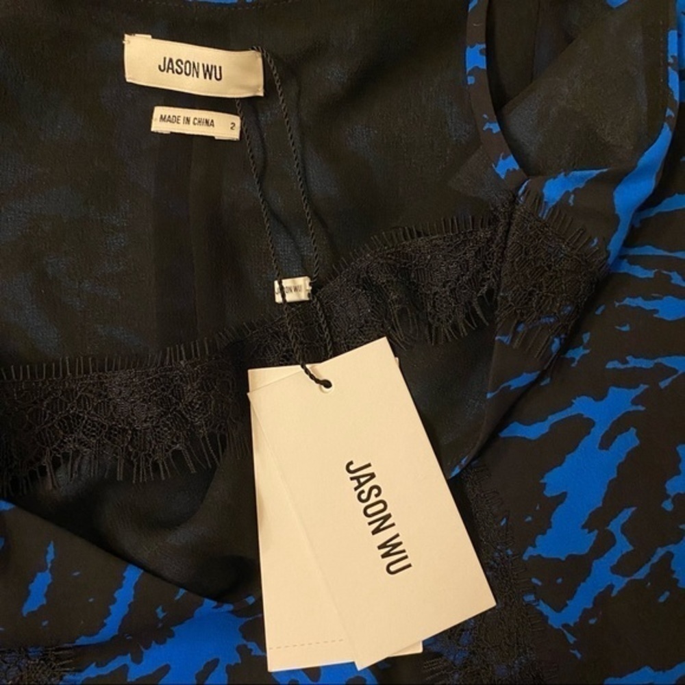JASON WU Zebra Print Lace Trim Asymmetric Dress - Picture 13 of 14